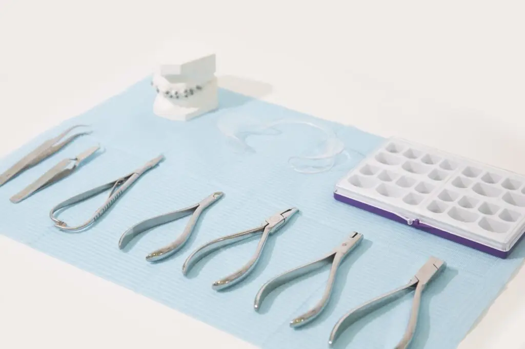 Dental orthodontic material on white background.